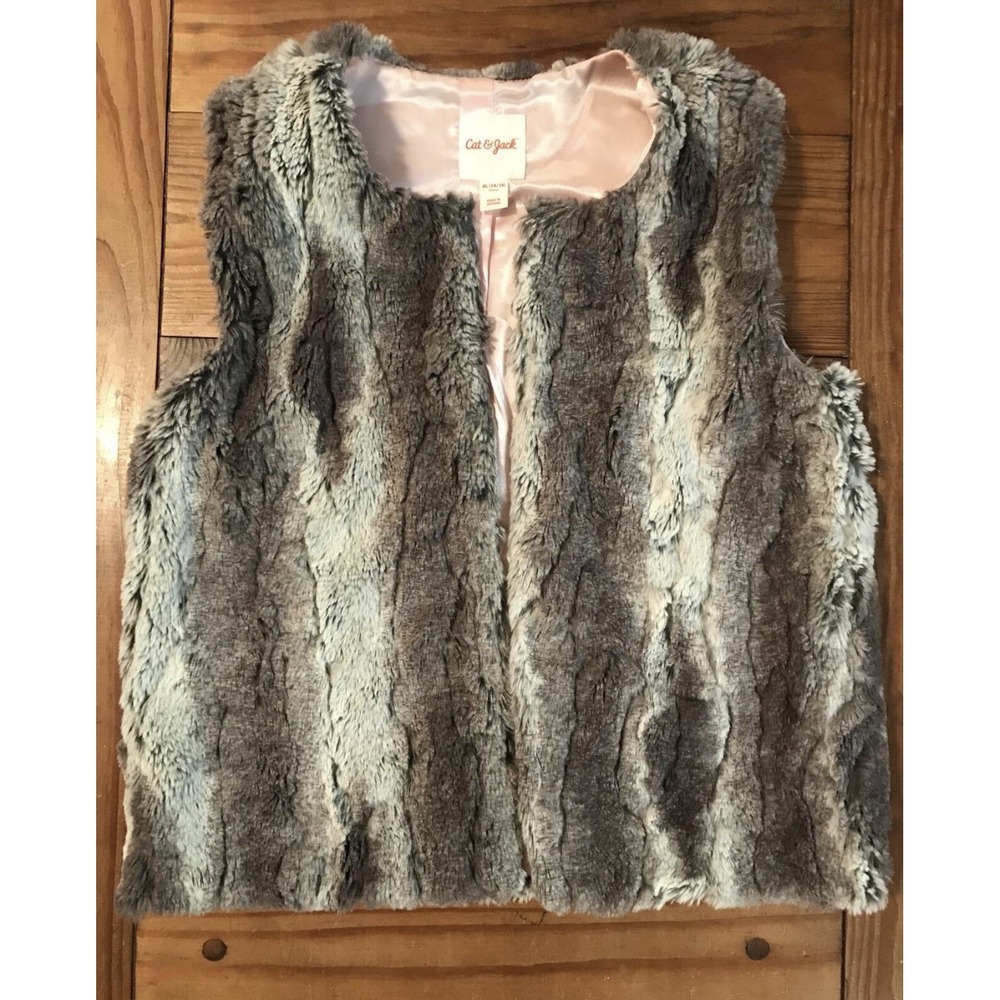XL 14/16  Cat & Jack‎ Girls furry vest vvguc if not EUC